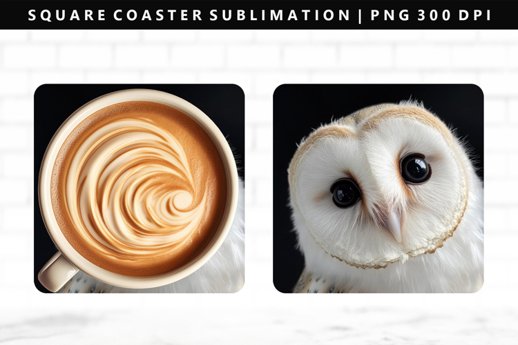 Owl Square Coaster Design | Square Coaster PNG