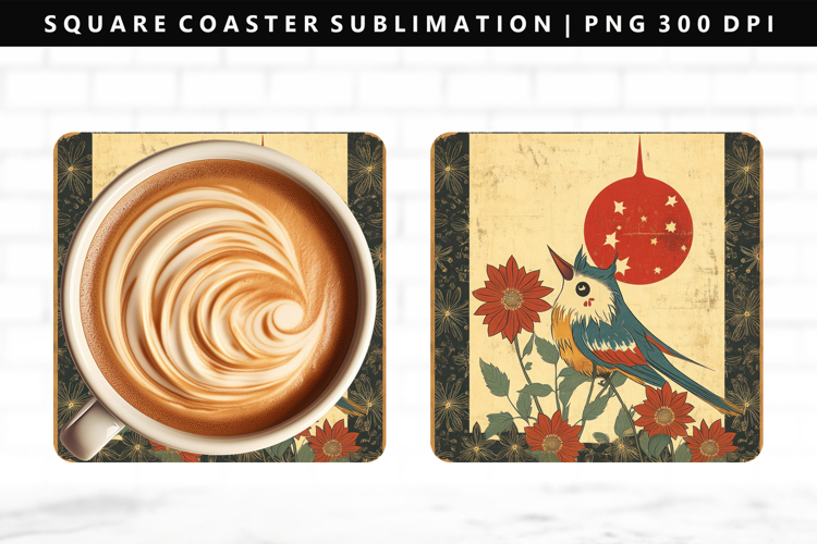 Hanafuda Square Coaster Design | Square Coaster PNG