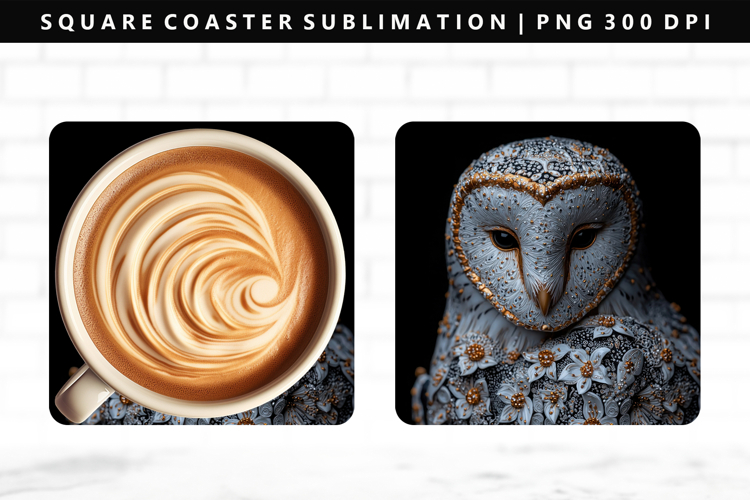 Owl Square Coaster Design | Square Coaster PNG