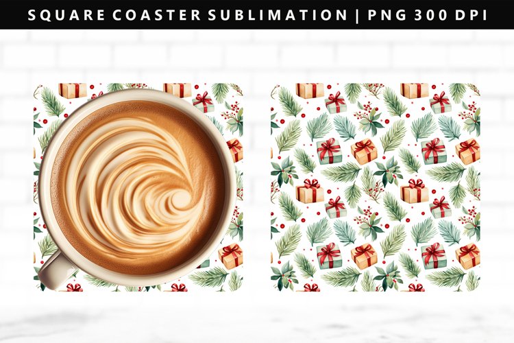 Christmas Square Coaster Design | Square Coaster PNG example image 1
