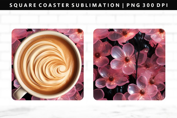 Flower Square Coaster Design | Square Coaster PNG example image 1