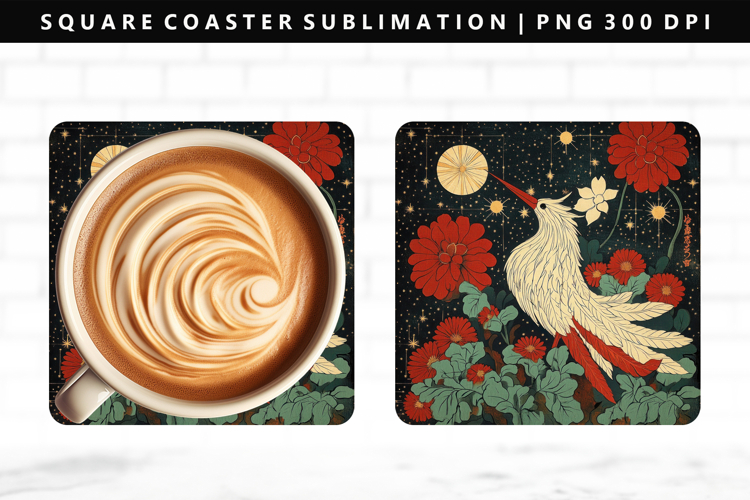 Hanafuda Square Coaster Design | Square Coaster PNG