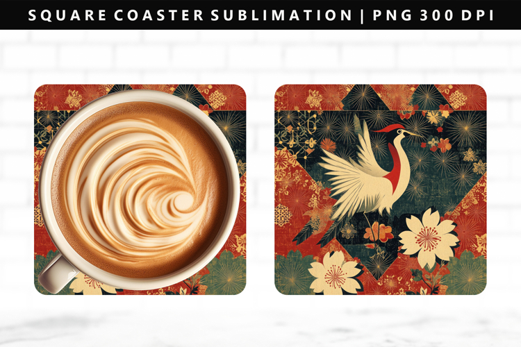 Hanafuda Square Coaster Design | Square Coaster PNG
