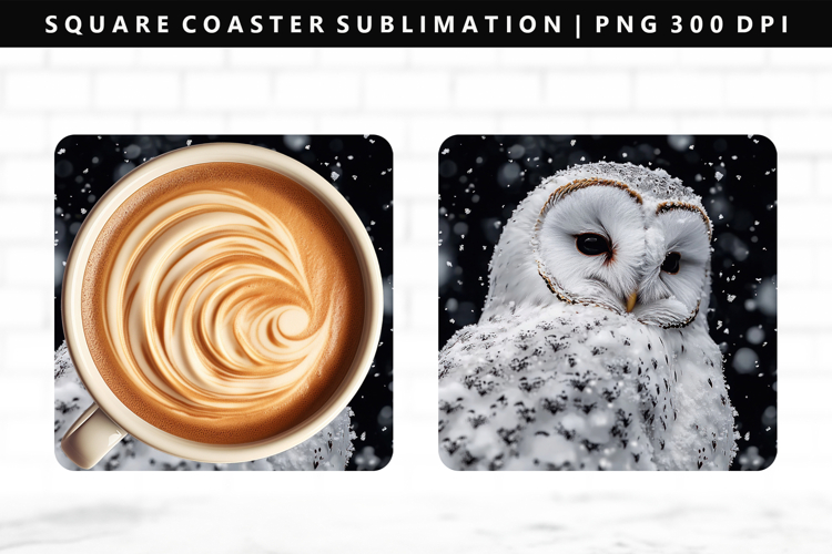 Owl Square Coaster Design | Square Coaster PNG