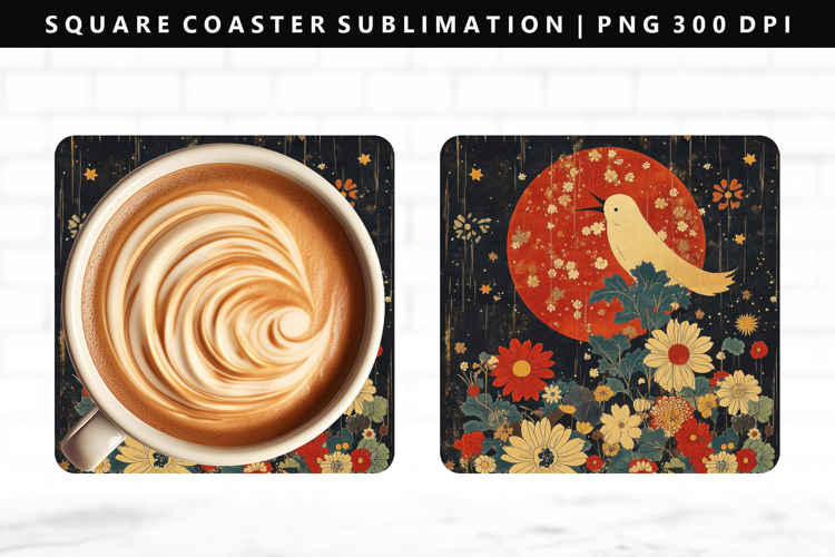 Hanafuda Square Coaster Design | Square Coaster PNG