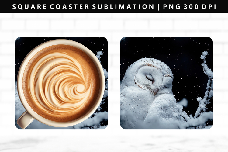 Owl Square Coaster Design | Square Coaster PNG
