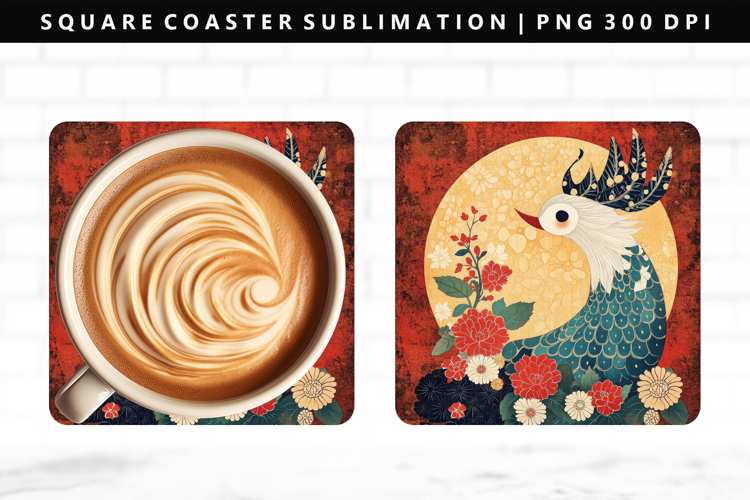 Hanafuda Square Coaster Design | Square Coaster PNG