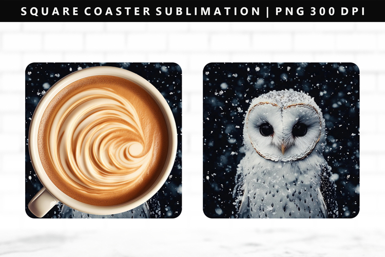 Owl Square Coaster Design | Square Coaster PNG