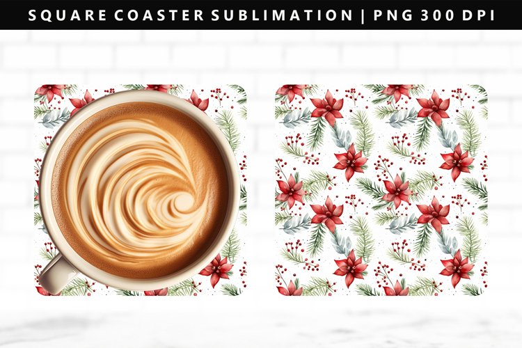 Christmas Square Coaster Design | Square Coaster PNG