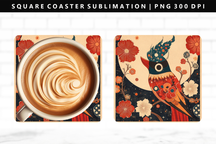 Hanafuda Square Coaster Design | Square Coaster PNG