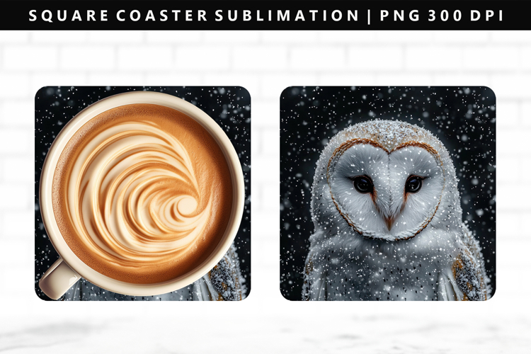 Owl Square Coaster Design | Square Coaster PNG