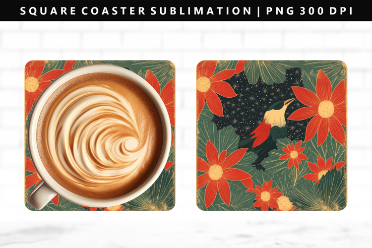 Hanafuda Square Coaster Design | Square Coaster PNG
