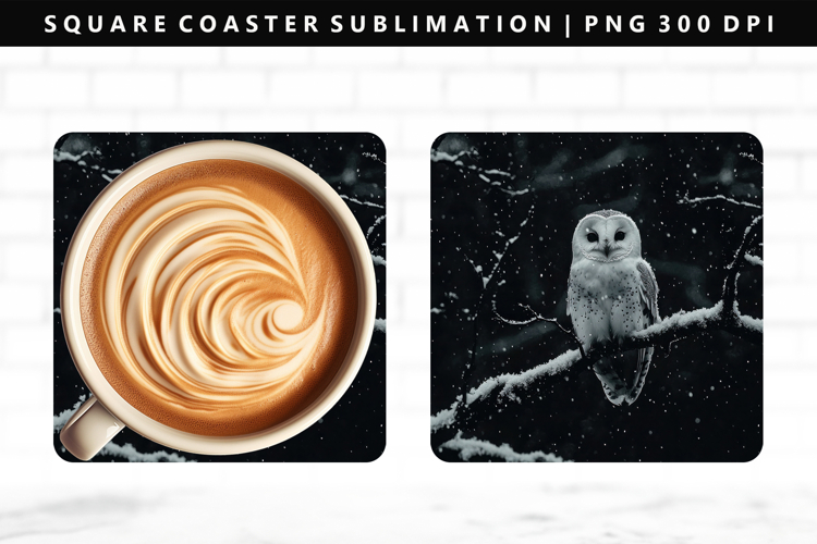 Owl Square Coaster Design | Square Coaster PNG