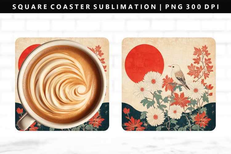 Hanafuda Square Coaster Design | Square Coaster PNG