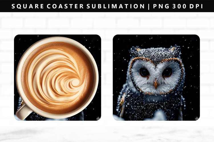 Owl Square Coaster Design | Square Coaster PNG