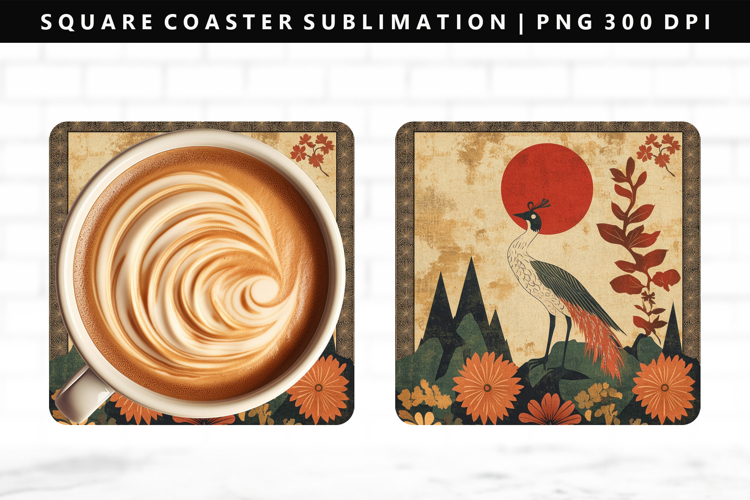 Hanafuda Square Coaster Design | Square Coaster PNG