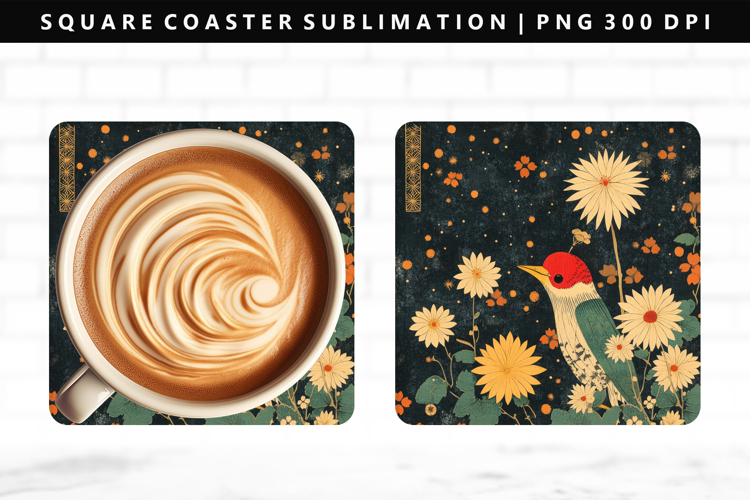 Hanafuda Square Coaster Design | Square Coaster PNG