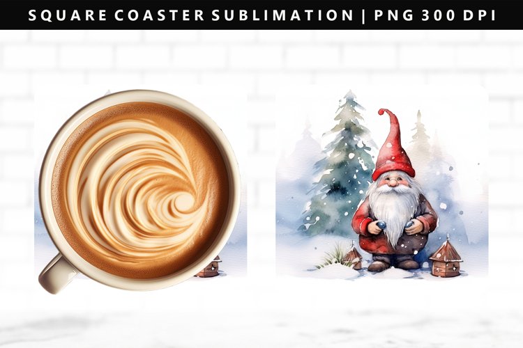 Gnome Square Coaster Design | Square Coaster PNG