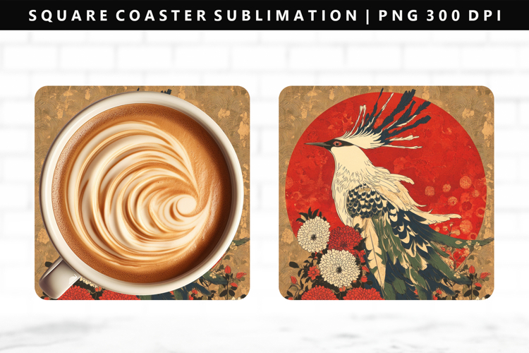 Hanafuda Square Coaster Design | Square Coaster PNG