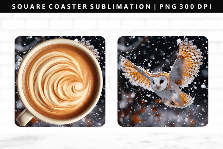 Owl Square Coaster Design | Square Coaster PNG