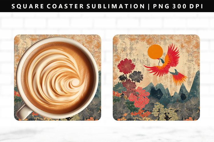 Hanafuda Square Coaster Design | Square Coaster PNG