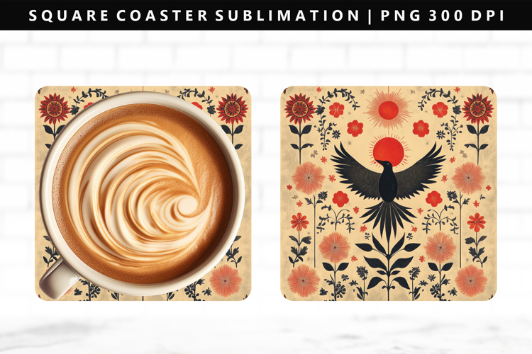 Hanafuda Square Coaster Design | Square Coaster PNG