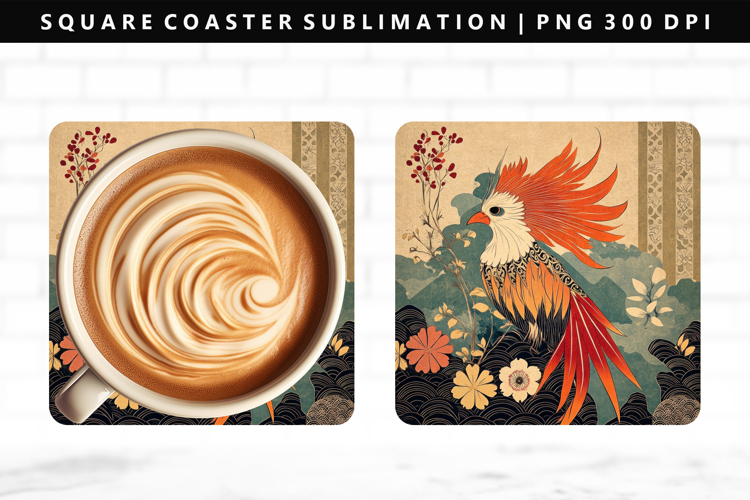 Hanafuda Square Coaster Design | Square Coaster PNG
