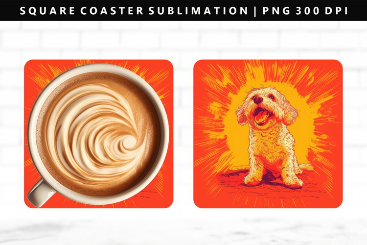 Funny Dog Square Coaster Design | Square Coaster PNG