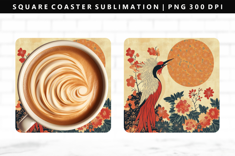 Hanafuda Square Coaster Design | Square Coaster PNG