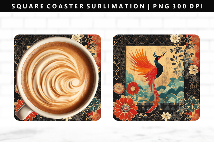 Hanafuda Square Coaster Design | Square Coaster PNG