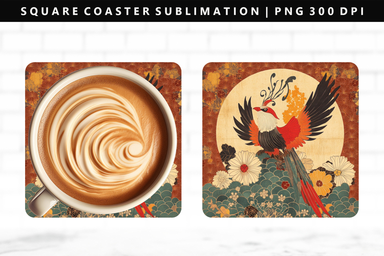 Hanafuda Square Coaster Design | Square Coaster PNG
