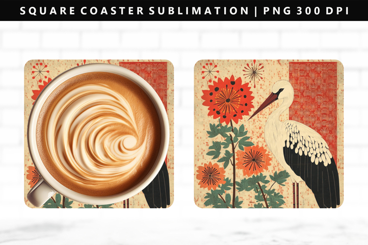 Hanafuda Square Coaster Design | Square Coaster PNG