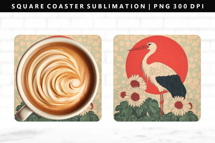 Hanafuda Square Coaster Design | Square Coaster PNG