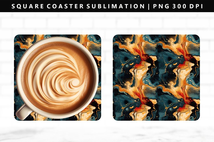 Alcohol Ink Square Coaster Design | Square Coaster PNG