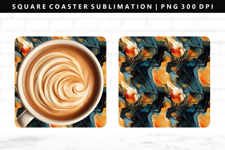 Alcohol Ink Square Coaster Design | Square Coaster PNG