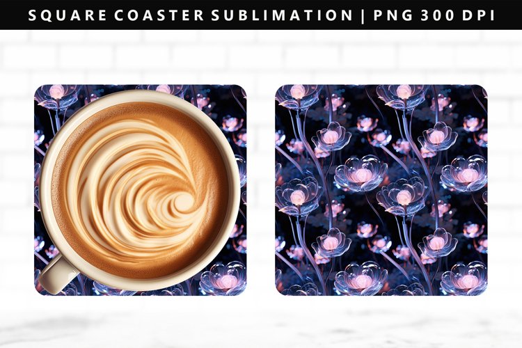 Flower Square Coaster Design | Square Coaster PNG example image 1