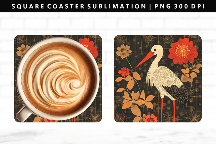 Hanafuda Square Coaster Design | Square Coaster PNG