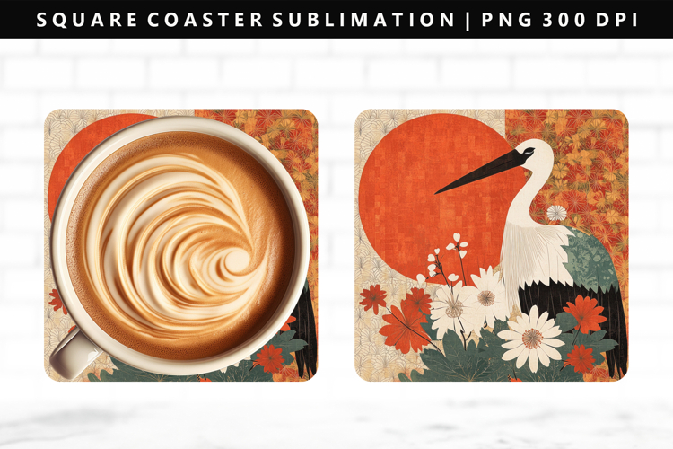 Hanafuda Square Coaster Design | Square Coaster PNG