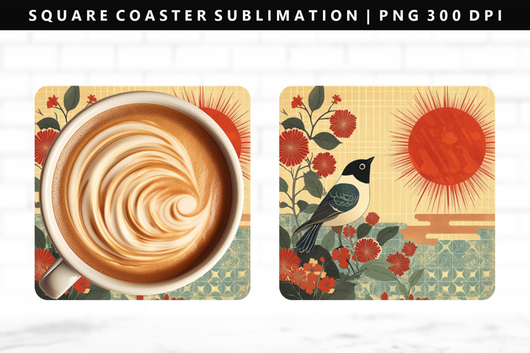 Hanafuda Square Coaster Design | Square Coaster PNG