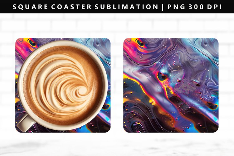 Iridescent Square Coaster Design | Square Coaster PNG example image 1