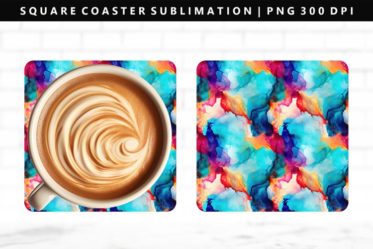 Alcohol Ink Square Coaster Design | Square Coaster PNG
