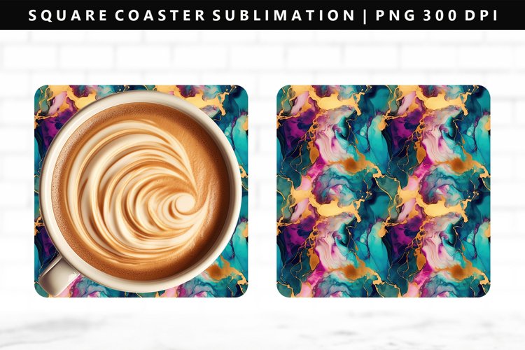 Alcohol Ink Square Coaster Design | Square Coaster PNG