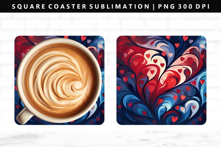 Valentine Square Coaster Design | Square Coaster PNG