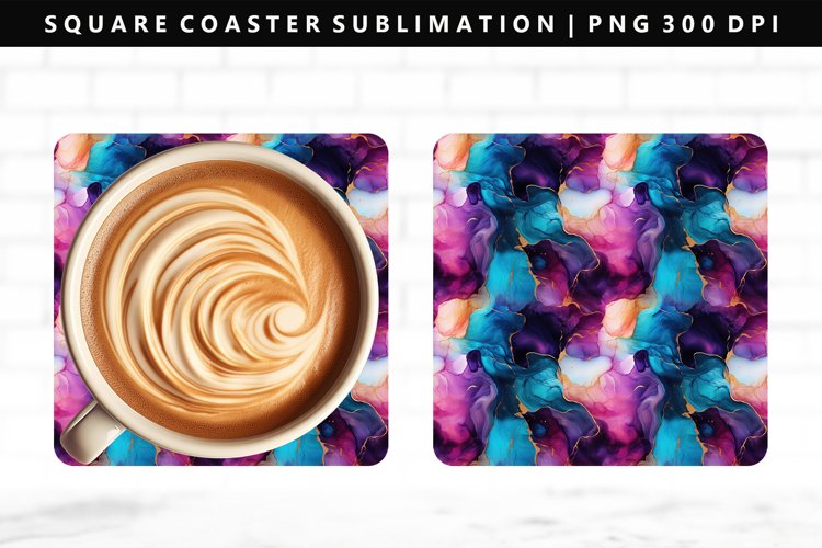 Alcohol Ink Square Coaster Design | Square Coaster PNG