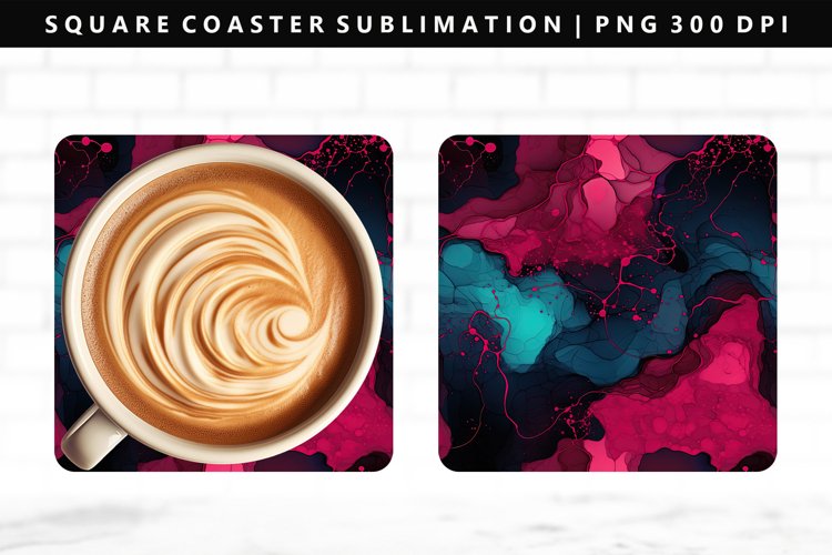 Alcohol Ink Square Coaster Design | Square Coaster PNG