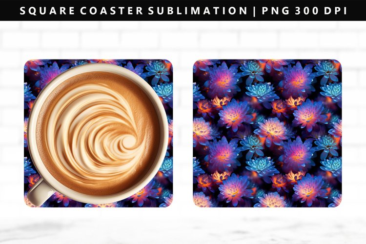 Flower Square Coaster Design | Square Coaster PNG example image 1