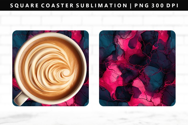 Alcohol Ink Square Coaster Design | Square Coaster PNG