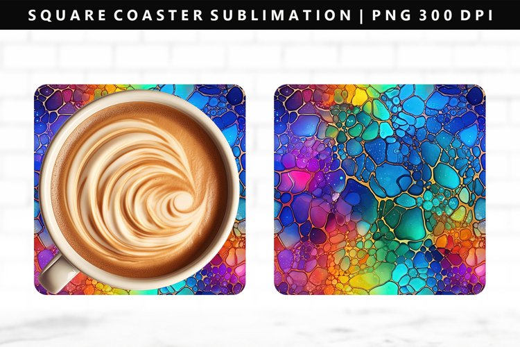 Alcohol Ink Square Coaster Design | Square Coaster PNG