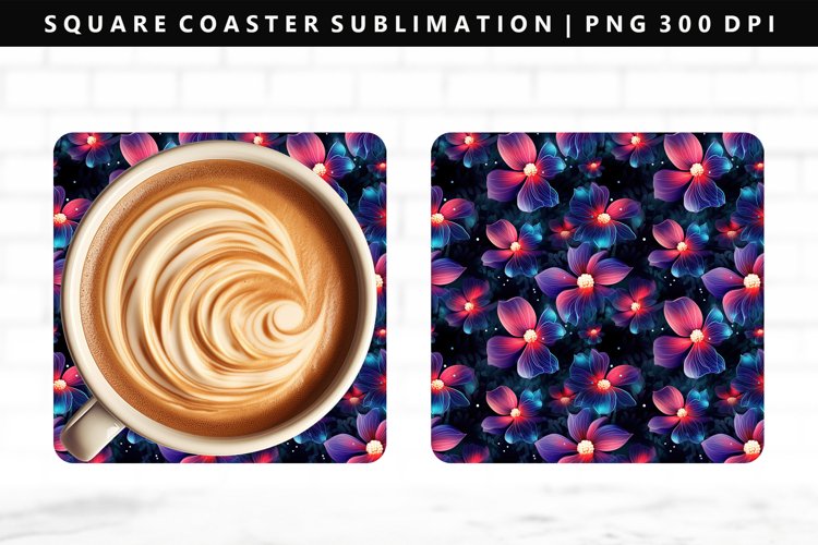 Flower Square Coaster Design | Square Coaster PNG example image 1