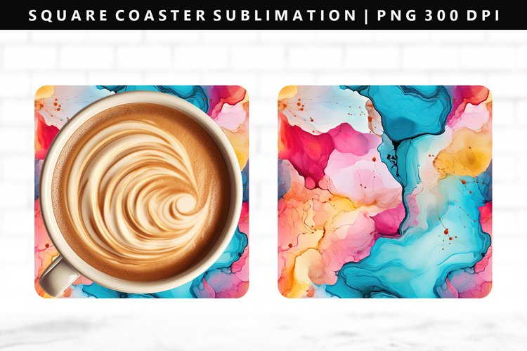 Alcohol Ink Square Coaster Design | Square Coaster PNG